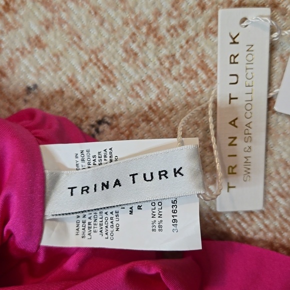Trina Turk Pink Monacco Ruffled One Piece Built In Bra Lined Swimsuit - Size 6 - Picture 5 of 11